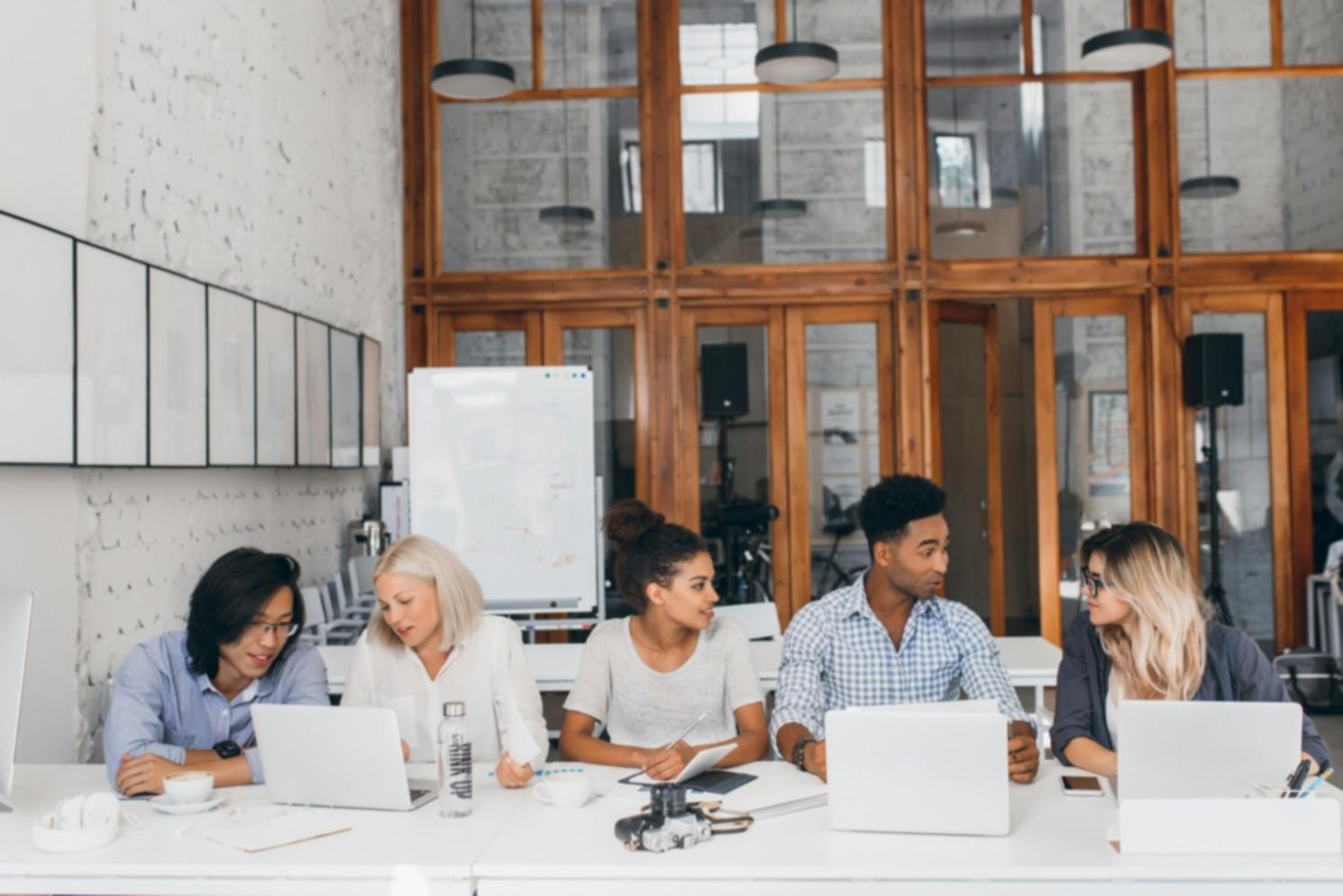 Team collaboration in modern office environment